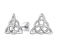 Celtic Knot Earrings Women Hypoallergenic Triangle Minimalist Sterling Silver Triqueta Earrings