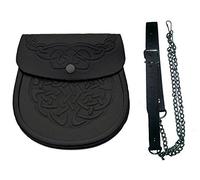 Celtic Knot/Embossed Cowhide Leather Scottish Kilt Sporran + Belt Set