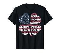 Celtic Knot Four Leaf Clover Patriotic USA Flag American T-Shirt