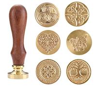 Celtic Knot Heart Seal Stamp Set 6 Removeable Heads and 1 Wooden Hilt