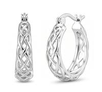 Celtic Knot Hoop Earrings for Women, Lightweight Hypoallergenic Openwork Mesh Vintage Irish Luck Jewelry, Birthday St. Patrick's Day Gifts for Mom Wife Her - Click-Top 20mm