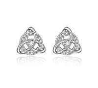 Celtic Knot Infinity Moonstone Stud Earrings for Women S925 Sterling Sliver Triquetra Hypoallergenic Piercing Studs for Sensitive Ears Trendy Dainty Irish Gifts, 0.39*0.39, Sterling Silver, Cubic