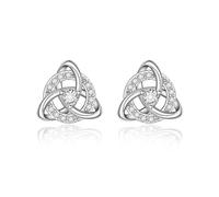 Celtic Knot Infinity Moonstone Stud Earrings for Women S925 Sterling Sliver Triquetra Hypoallergenic Piercing Studs for Sensitive Ears Trendy Dainty Irish Gifts, 0.39*0.39, Sterling Silver, Cubic