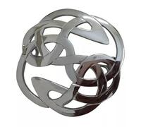 Celtic Knot Lindisfarne Fly Plaid Pin Brooch - Chrome Finish, Celtic Ladies Brooch | Scottish Women Kilt Jewellary