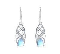 Celtic Knot Moonstone Earrings 925 Sterling Silver Good Luck Irish Celtic Dangle Drop Leverback Earrings Jewellery Gifts for Women