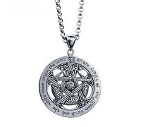 Celtic Knot Necklace for Men,Pendant Magic Double Side Solid Heavy Pendant with Chain,23.6Inch Chain,