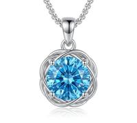 Celtic Knot Necklace S925 Sterling Silver Celtic Knot Birthstone Pendant Necklace Irish Birthstone Jewellery Gift for Women