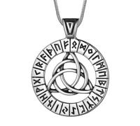Celtic Knot Necklace Viking Pendant - Celtic Norse Triple Odin Horns Crescent Moon of Oden Horn Necklace Mens 316L Stainless Steel Triskelion Amulet Pewter Tribal Protection Viking Triskele Jewelry