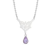 Celtic Knot Openwork Double Knotted Four Petal Leaf Pearl Pendant Necklace Bezel Set Teardrop Pearls Ireland Scandinavia Viking Choker Luck Jewelry Girl Woman, Stainless Steel, No Gemstone