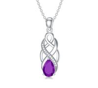Celtic Knot Purple Necklace 925 Sterling Silver Good Luck Irish Pendant Necklace with Amethyst February Birthstone