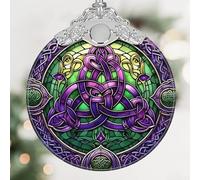 Celtic Knot Stained Glass Hanging Ornament - Christmas Tree Decoration, Holiday Ornament, Gift Idea