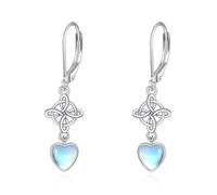 Celtic Knot Sterling Silver Moonstone Dangle Earrings Celtic Knot Jewellry Irish Earrings Holiday Birthday Gifts for Women