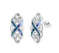 Celtic Knot Stud Earrings Sterling Silver Good Luck Irish Knot Earring for Women (Multi-Abalone Earrings)