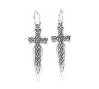 Celtic Knot Sword Earrings for Men - Viking Irish Knot Spear Head Dangle Drop Earrings - Nordic Vintage Stainless Steel Arrow Pendant Earrings Gothic Hip Hop Jewelry(Color:Silver)