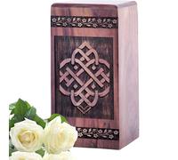 Celtic Knot Urns for Human Ashes Adult 10 Inch Large Wooden Urn for Ashes | Wooden Cremation Urns for Ashes Adult Female, Funeral Burial Decorative Holder - Ash Wood