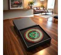 Celtic Knots Glass Coaster Round Tempered Glass Irish Pattern Design Traditional Home Decor Gift (Pattern 4, Gift Box Packaging)