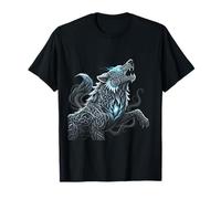 Celtic Knotwork Howling Wolf Blue Frost T-Shirt