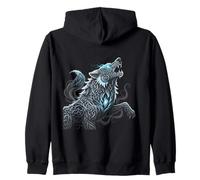 Celtic Knotwork Howling Wolf Blue Frost Zip Hoodie