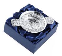 Celtic Knotwork Thistle Mini Pewter Quaich