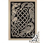 Celtic Knotwork with Wolf And Ravens Adult Jigsaw Puzzle, 1000 Pieces, 52x38cm/1000pcs, Screen-Free Family Time, Weekend Leisure And Couples And Families