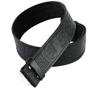 Celtic leather kilt belt with embossed Scottish Highland emblem, adjustable for kilts, XL