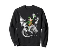 Celtic Leprechaun On Dragon With Ale Mug - Funny Irish Sweatshirt