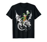 Celtic Leprechaun On Dragon with Ale Mug - Funny Irish T-Shirt