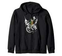 Celtic Leprechaun On Dragon With Ale Mug - Funny Irish Zip Hoodie
