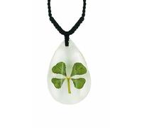 Celtic Lucky Real 4 Four Leaf Clover Clear Good Luck Pendant Necklace with Gift Box & Guarantee