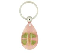 Celtic Lucky Real 4 Four Leaf Clover Good Luck Sparkling Pink Keyring with Gift Box & Guarantee