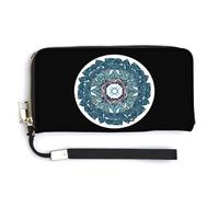 Celtic Mandala Leather Wallet Fashion Purse Long Pouch with Wrist Strap for Men Women
