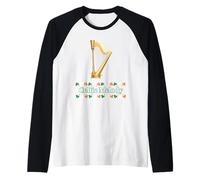 Celtic Melody Irish Harp Design Ireland Shamrock Tricolor Raglan Baseball Tee