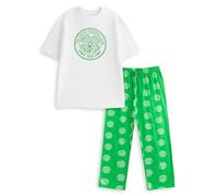 Celtic Mens Green Short Sleeve Long Leg Pyjama Set | Classic Sleepwear with Logo | Sports-Themed Nightwear for Relaxation | Perfect for Lounging | Celtic Merch - Large