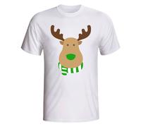 Celtic Men's Rudolph Supporters T-shirt in White | Size: 2XL Celtic White 2XL