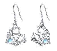 Celtic Moon Earrings 925 Sterling Silver Moonstone Moon Dangle Drop Earrings Celtic Knot Earrings Jewellery Gifts for Women Girls Girlfriend