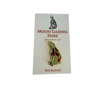 Celtic Moon Gazing Hare Enamel Pin Badge, Metal, Coloured Enamel Inlay, with Information Card