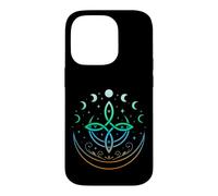 Celtic Moon Knot Symbol Pagan Elements with Moonphases Case for iPhone 14 Pro