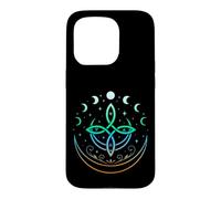 Celtic Moon Knot Symbol Pagan Elements with Moonphases Case for iPhone 15 Pro