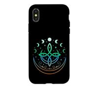 Celtic Moon Knot Symbol Pagan Elements with Moonphases Case for iPhone X/XS