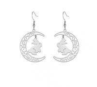 Celtic Moon Rabbit Earring Irish Animal Drop Dangle Pendant Earrings for Women Amulet Jewelry