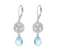 Celtic Moonstone Drop Earrings 925 Sterling Silver Moonstone Dangle Earrings Irish Celtic Knot Jewellery Gift for Women Girls