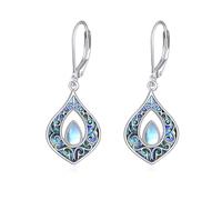 Celtic Moonstone Earrings for Women 925 Sterling Silver Celtic Knot Dangle Earrings Leverback Earrings Celtic Jewelry Gifts for Women