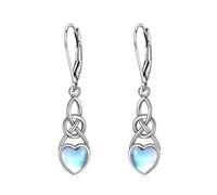Celtic Moonstone Earrings Sterling Silver Irish Celtic Knot Heart Dangle Earrings Celtics Jewellery Dangles Gifts for Women Teens Girls