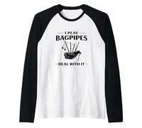 Celtic Music Funny Bagpipes Player Humor Scottish Music Raglan Baseball Tee