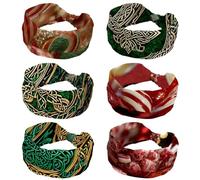 Celtic National Art Ornament (2) Headbands for Women - 6 Pack Wide Elastic Hair Bands Stretchy Sweatbands Hair Bands
