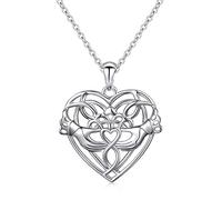 Celtic Necklace Sterling Silver Irish Celtic Knot Love Knot Pendant Claddagh Necklace for Women, Sterling Silver, no available