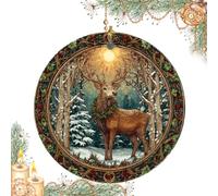 Celtic Pagan Winter Solstice Ornaments, Pagan Yule Solstice Decor Set, Yule Mythic Holly & Celtic Knot Hanging Ornament with Green Man, Stag Designs, Vintage Enchanted Forest Tree Decor (#f)