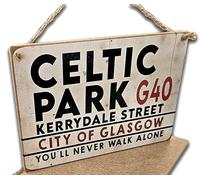 Celtic Park G40 Plaque Sign | Kerrydale Street | City of Glasgow | Celtic Scottish Football gift vintage plaque