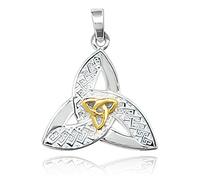 Celtic Pendant Sterling Silver Celtic Triquetra Knot Trinity Knot Two Tone 9ct Gold Plated Pendant for Chain Necklace - Irish Jewellery Irish Gifts for Women Men Girls Unisex