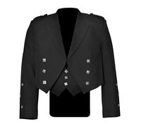 CELTIC PRO Scottish Prince Charlie Kilt Jacket with Waistcoat/Vest, Black, 44